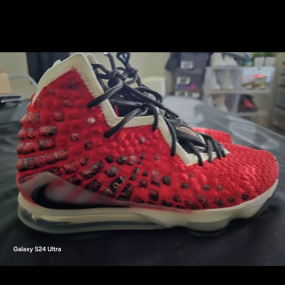 Nike Red and Black Athletic Shoes with 3D Geometric Design